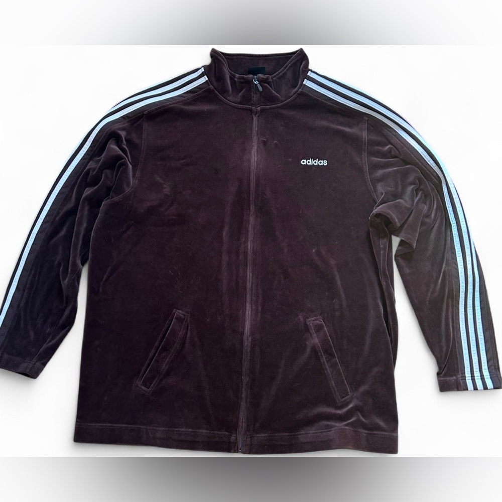 Vintage Adidas 2004 Beckenbauer Velour Mens XL Full Zip Track Jacket Brown Retro